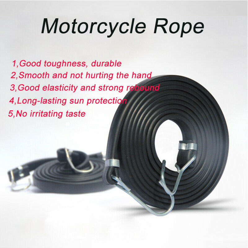 Black Luggage Straps Butyl rubber Rope Hooks Stretch Tie Car Bike Travel Riding
