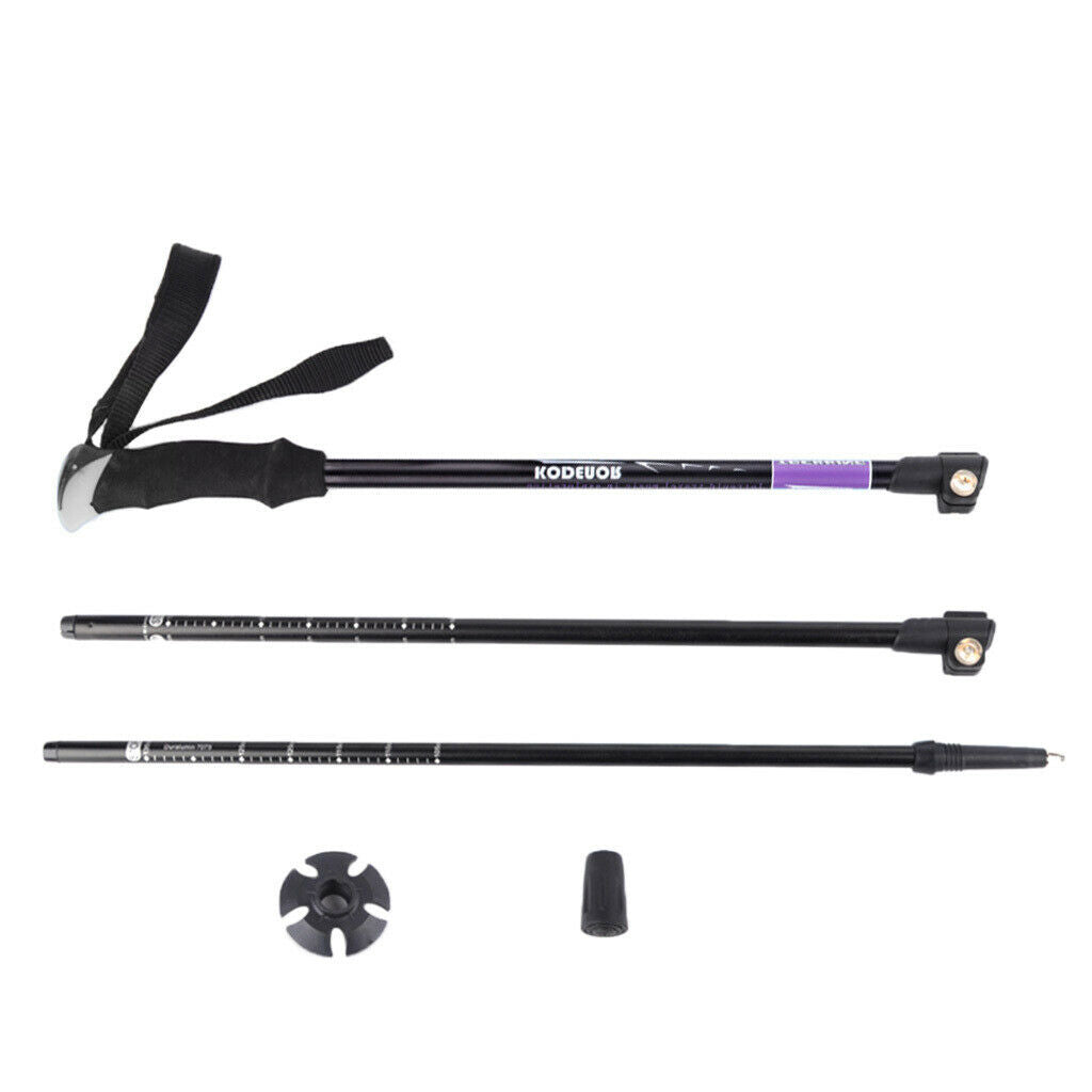 Telescopic Hiking Trekking Pole Adjustable Alloy Walking Stick   Purple