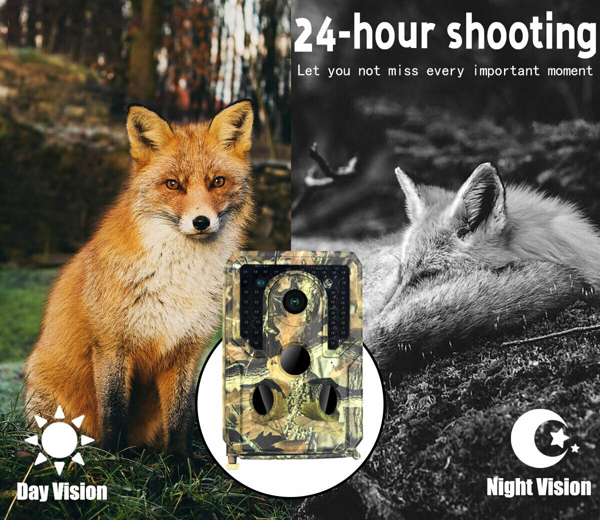 Hunting Trail Camera 12MP 1080P Wildlife Cam Motion Detection Night Vision