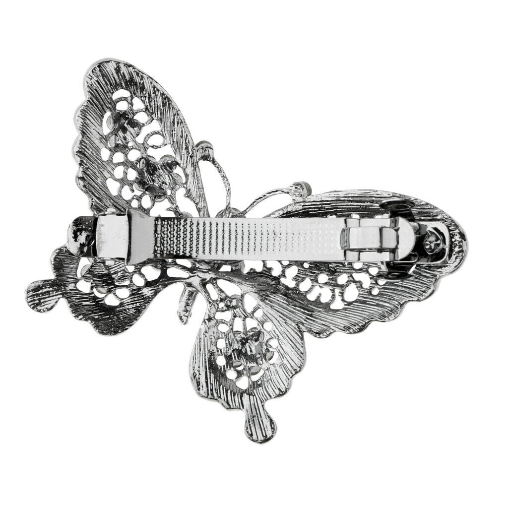 2 Pack Butterfly Hair Clip Crystal Rhinestone Automatic Spring Hair Barrette
