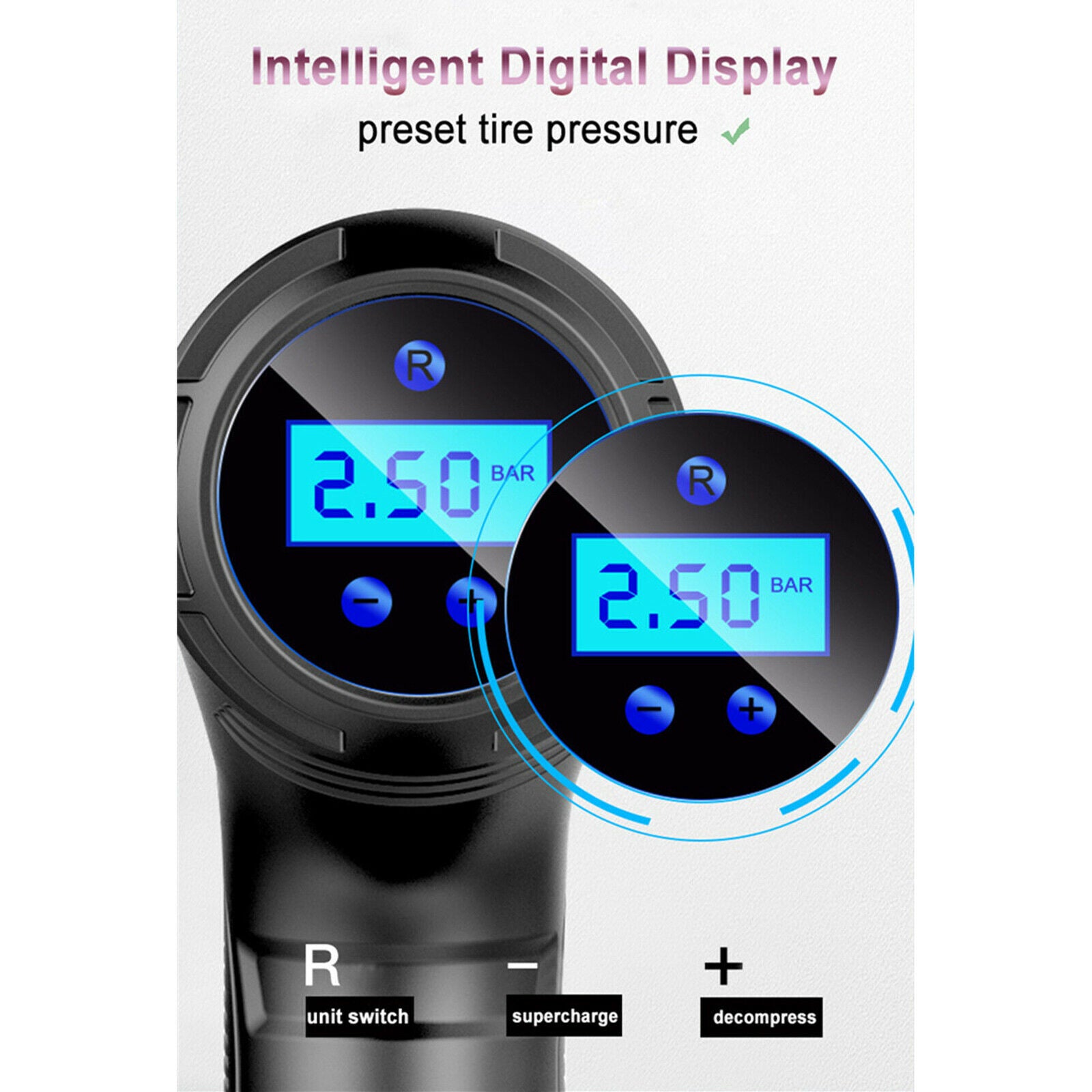 Cordless Tyre Inflator Portable Air Pump LED Light for Car Motorcycle Bike