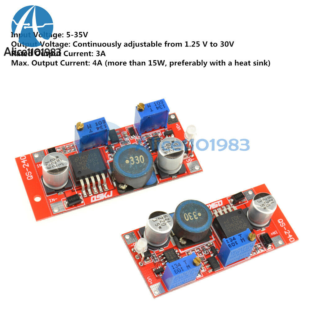 10PCS LM2596 DC-DC Step-down Adjustable CC/CV Power Supply Module Converter LED