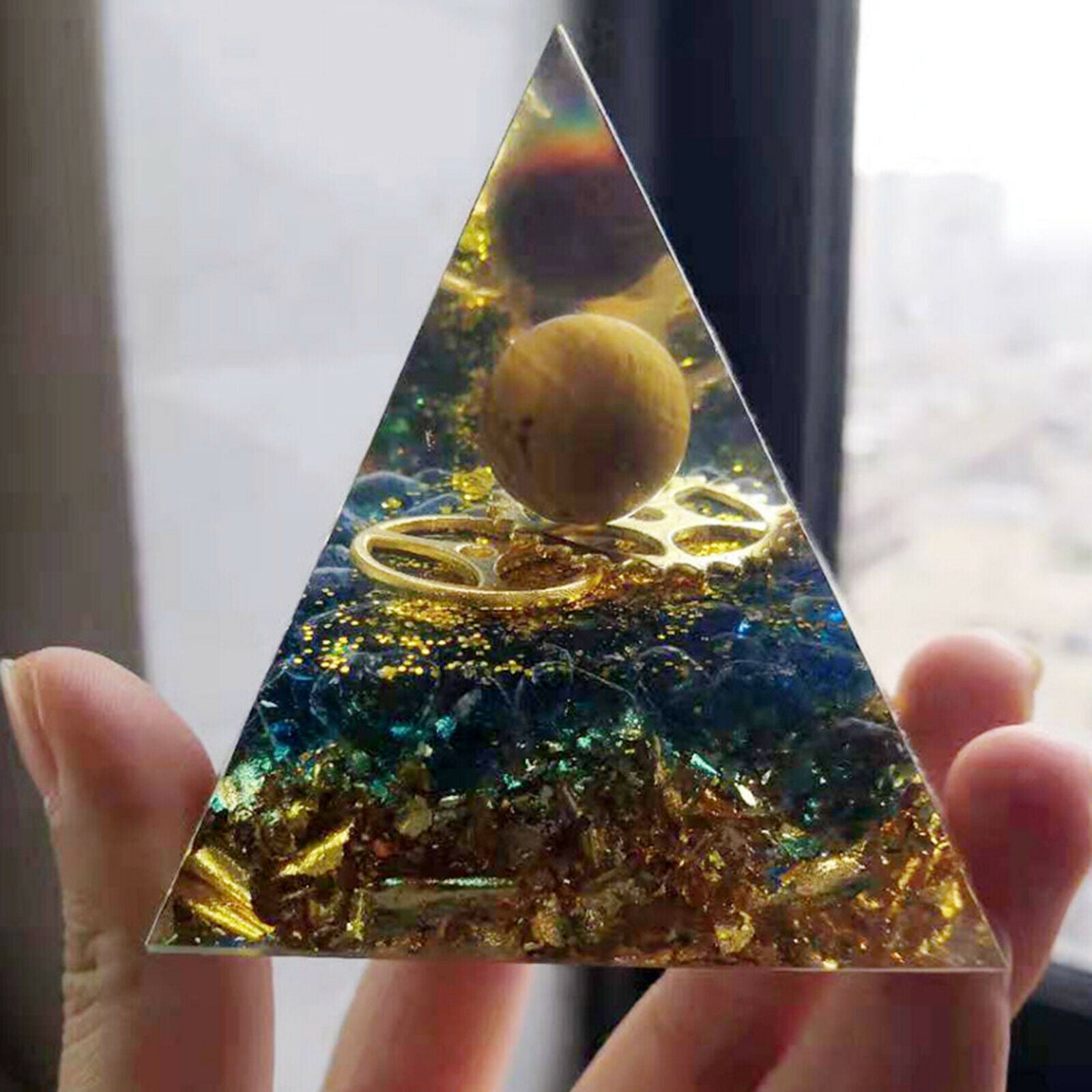 2.36inch Sphere Orgone Pyramid Reiki Meditation Energy Generator Stone