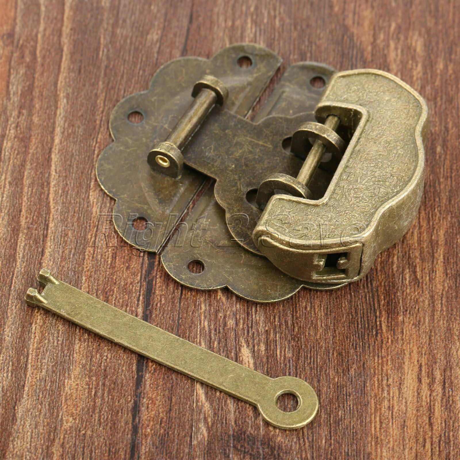 Retro Furniture Jewelry Box Chest Trunk Padlock Lock Key Toggle Latch Clasp Set