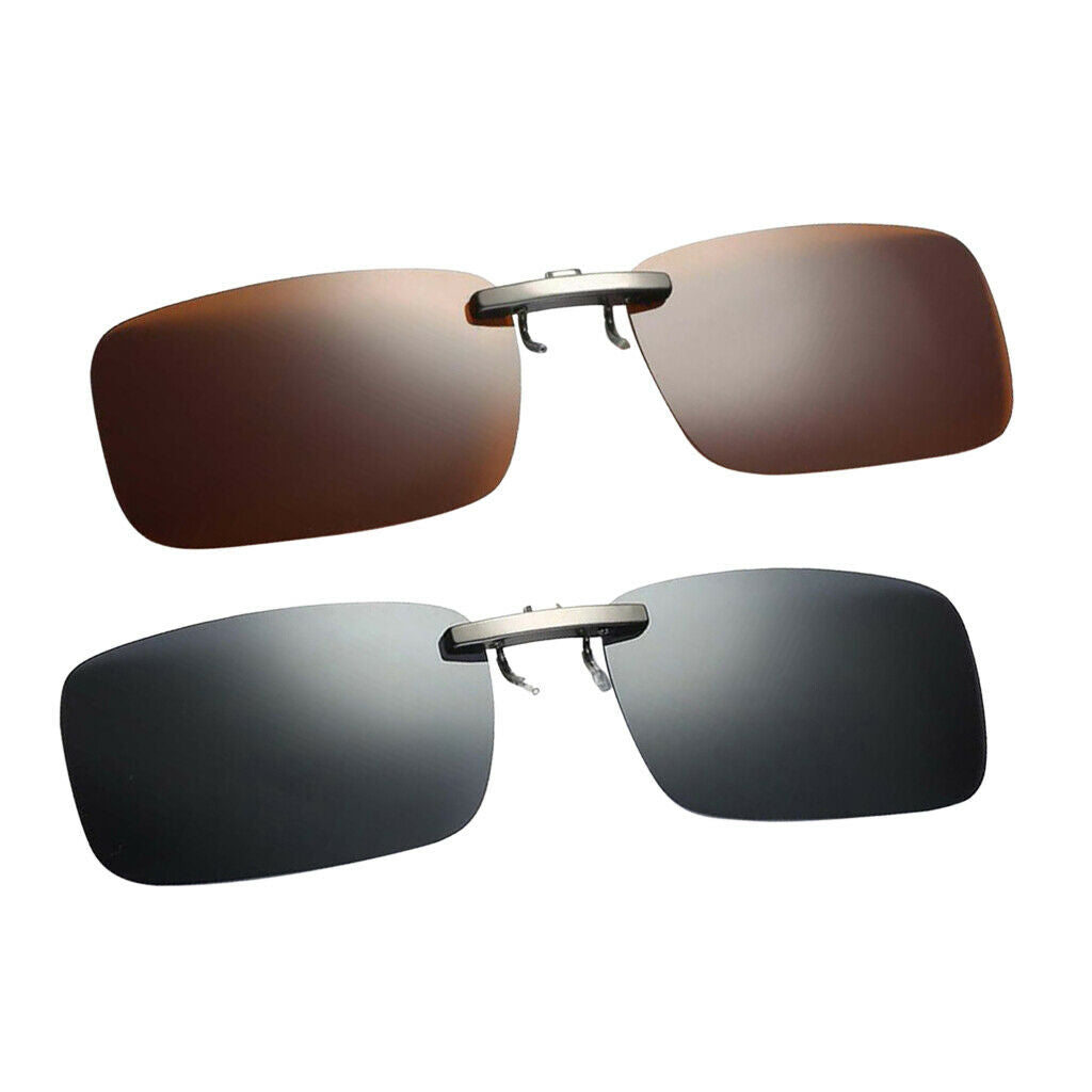 2pcs Clip on  Up Sunglasses UV400 Driving Fishing Glasses
