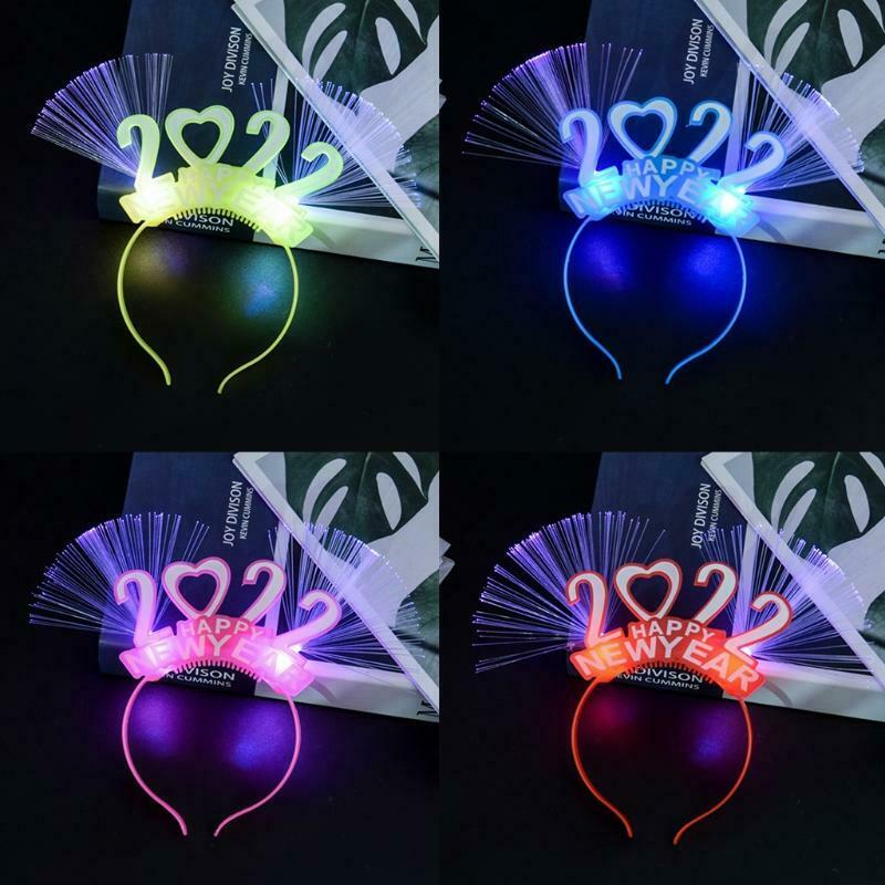 Glowing Happy New Year Headband 2022 Luminous Headband Decoration Party Favors