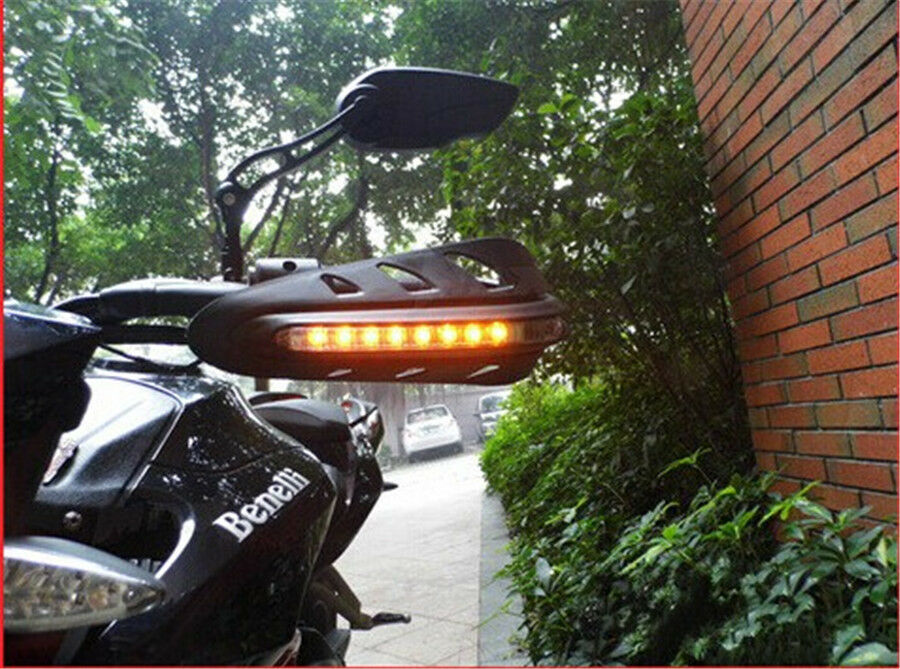 ABS Yellow Indicate LED Light Motorcycle ATV Handlebar Hand Protector Hand Guard