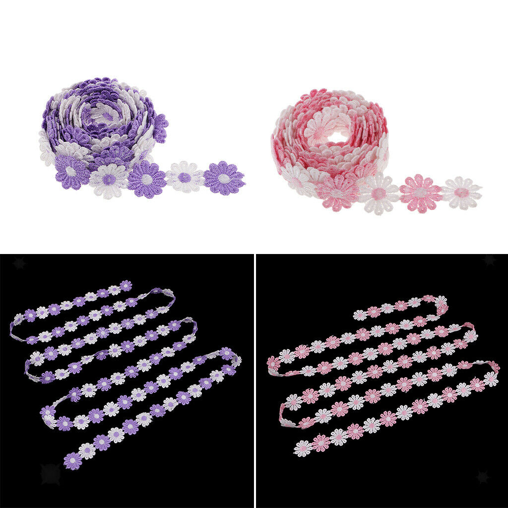 25mm Mixed Daisy DIY Appligue,Trimmings,Wedding Satin Lace Ribbon 6 Yard