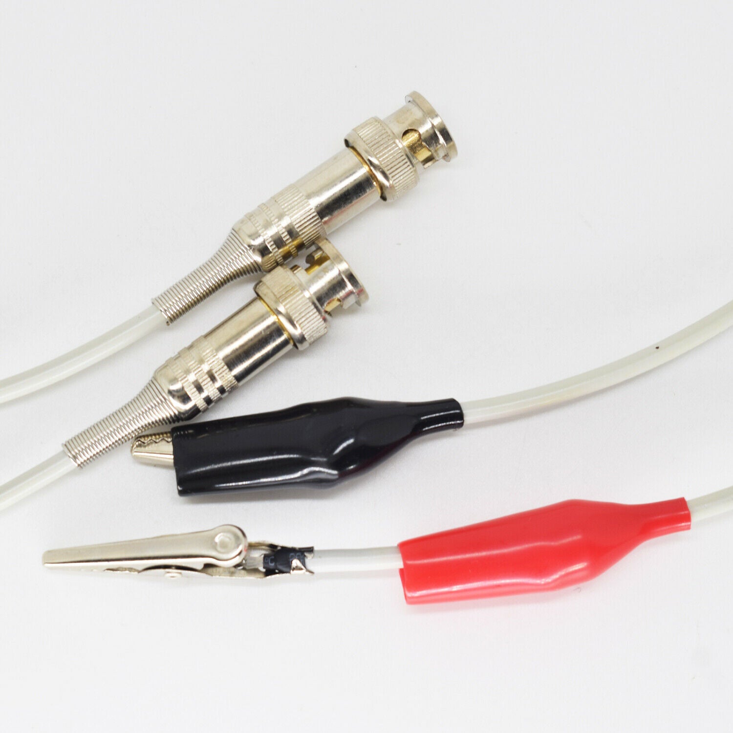1pair BNC Male To 45mm Alligator Clip for LCR Meter Probe Test Cable Lead Grey