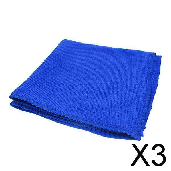 3X Blue Car Cleaning Towel Microfiber Auto Detailing Towel
