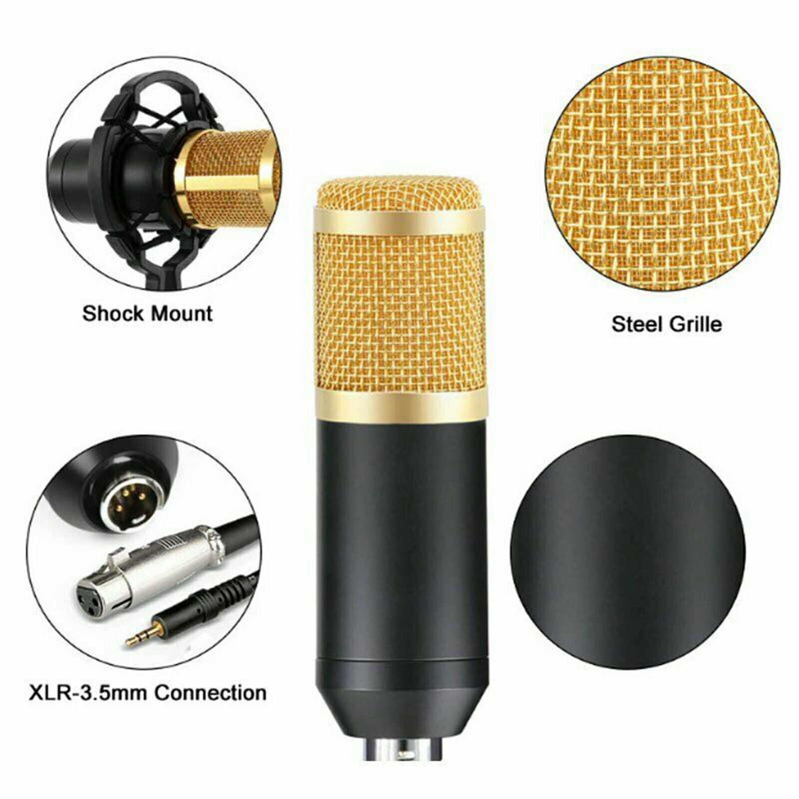 Professional Condenser Microphone Kit Cardioid Mic USB Cable for Podcasting