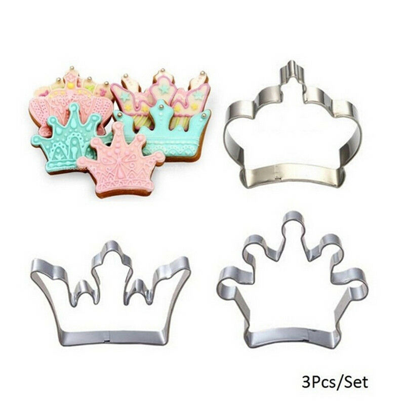 3 Princess Crown King Queen Party Cookie Cutter Cake Biscuit Baking Tool M.l8