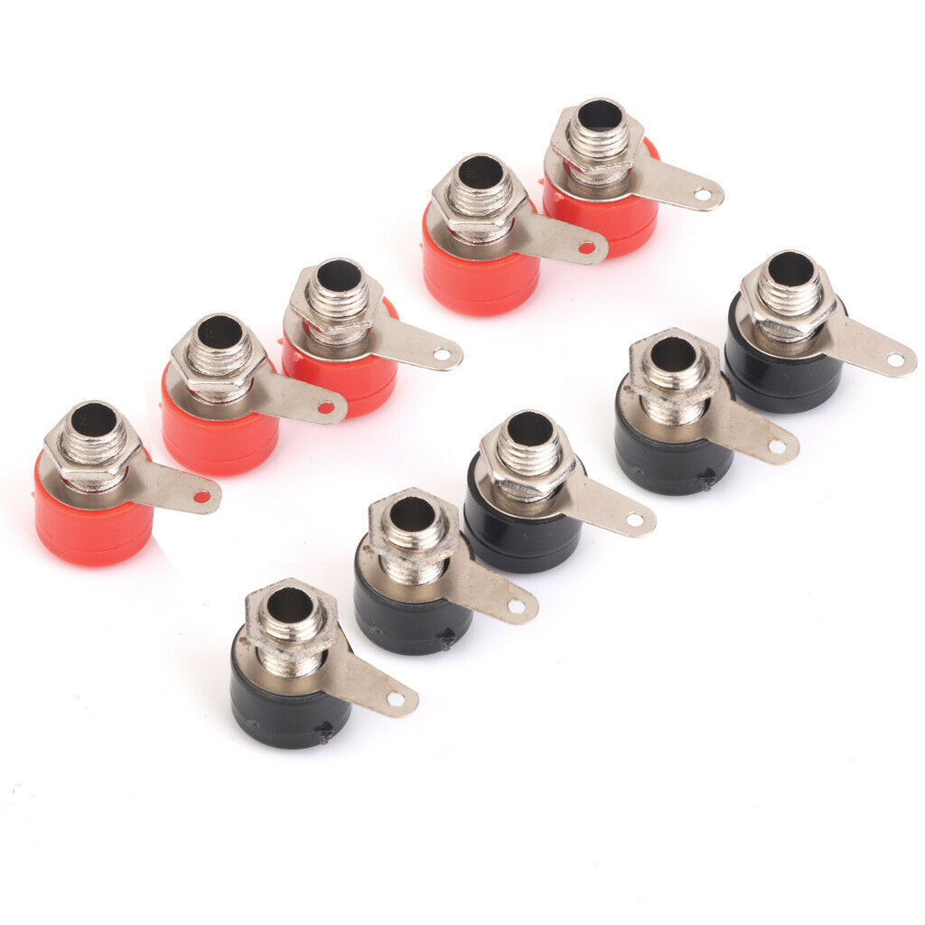 Set of 10pcs 4mm Insulated Banana Plug Socket   Connectors Red & Black