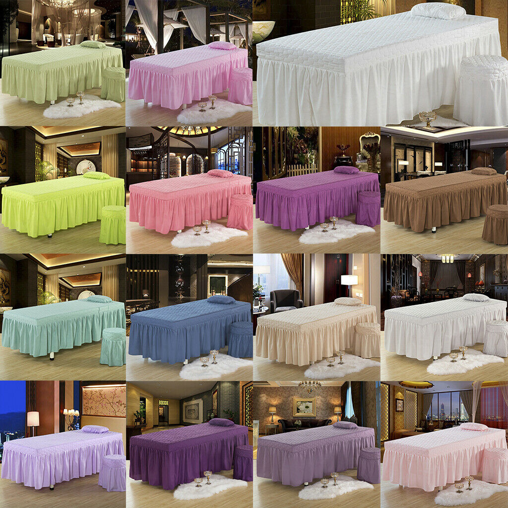 2xMassage Table Skirt Beauty Bed Cover Valance Sheet  White