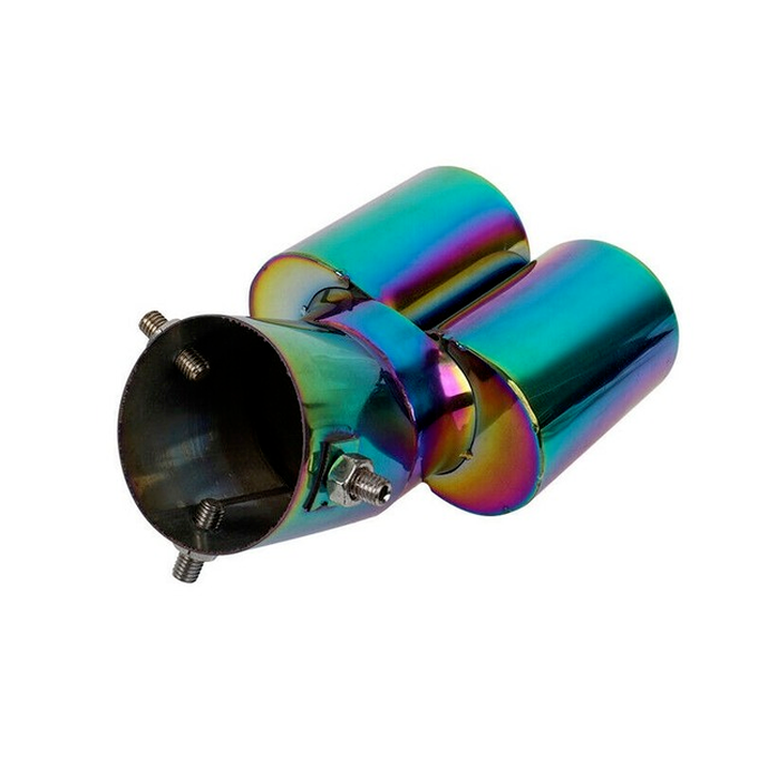 Car Stainless Steel Rear Dual Exhaust Pipe Tip Muffler Cover Tail Throat 63MM