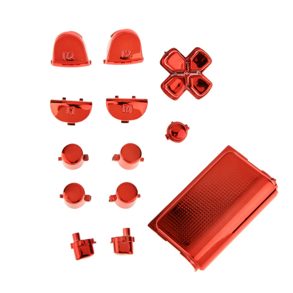 Chrome Buttons /D-pad/Touchpad/ for Replacement for PS4 Controller Red