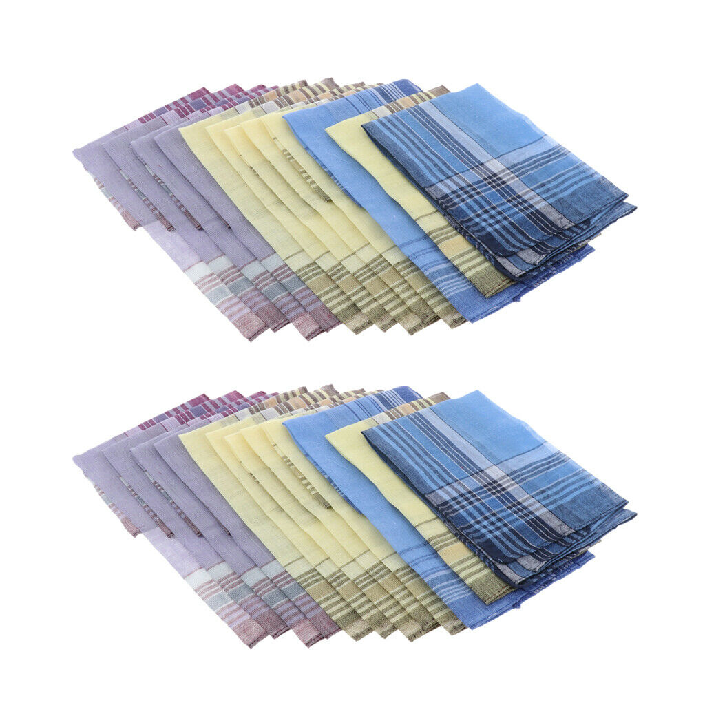 Cotton Plaid Men Handkerchief Rectangle Decorative Hanky 36*35cm Lot