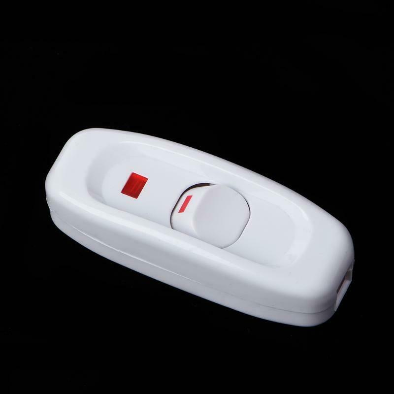 Compact White Plastic In-line Cord Light Lamp Switch 10A 250V with LED Indicator