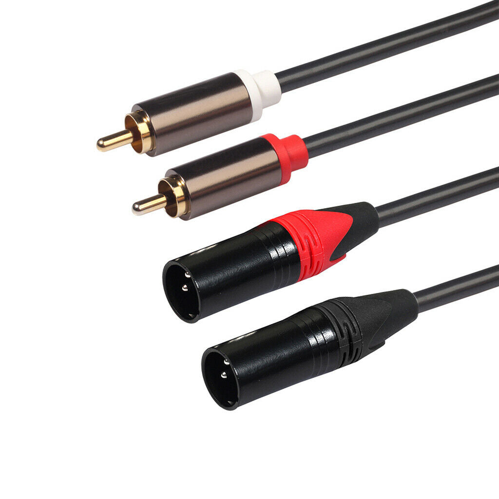 Audio 5 Foot XLR Dual Male Patch Cable-2-XLRM to 2-RCA Audio Headphone Amplifier