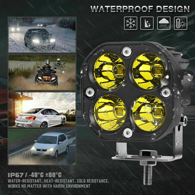 2X 3 in 40W LED Work Light Spot Pods Bar Driving Amber Fog Lamp Offroad Truck
