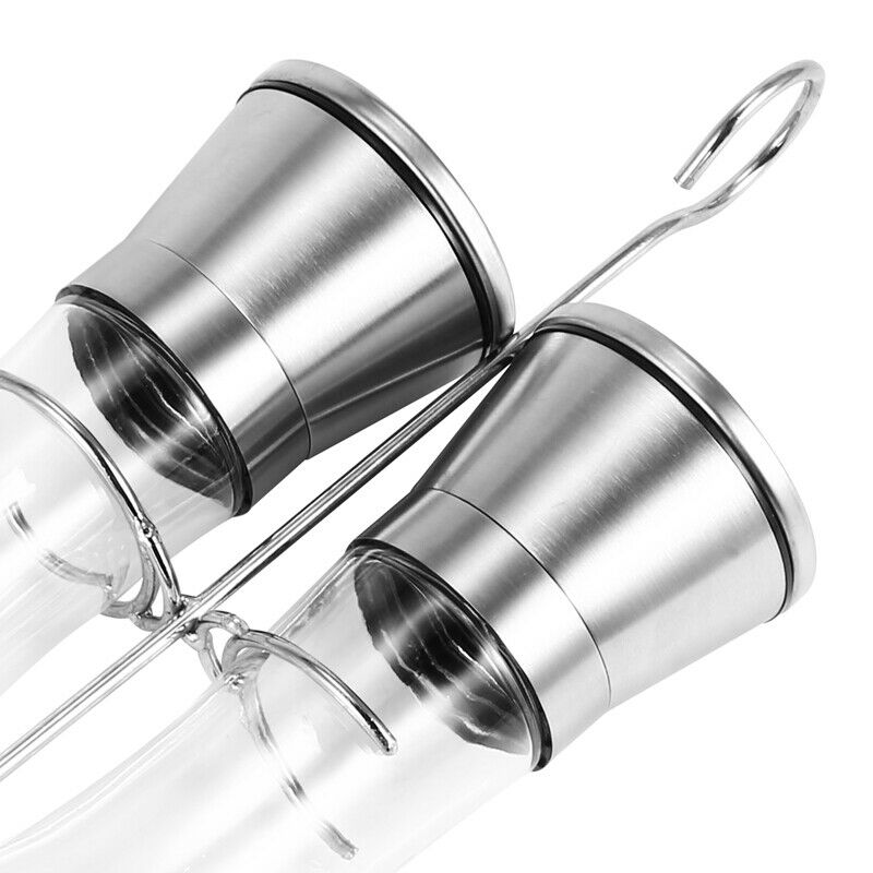 Premium Stainless Steel Salt and Pepper Grinder Set With Stand - Tall Salt andB1