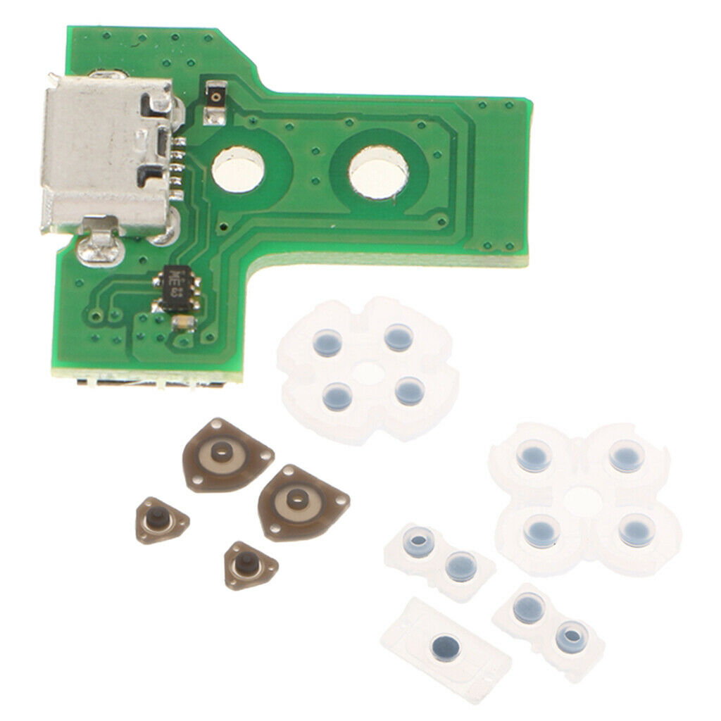 1 Set Buttons Conductive Rubber Pad for PS4 Controller + USB Charging Port