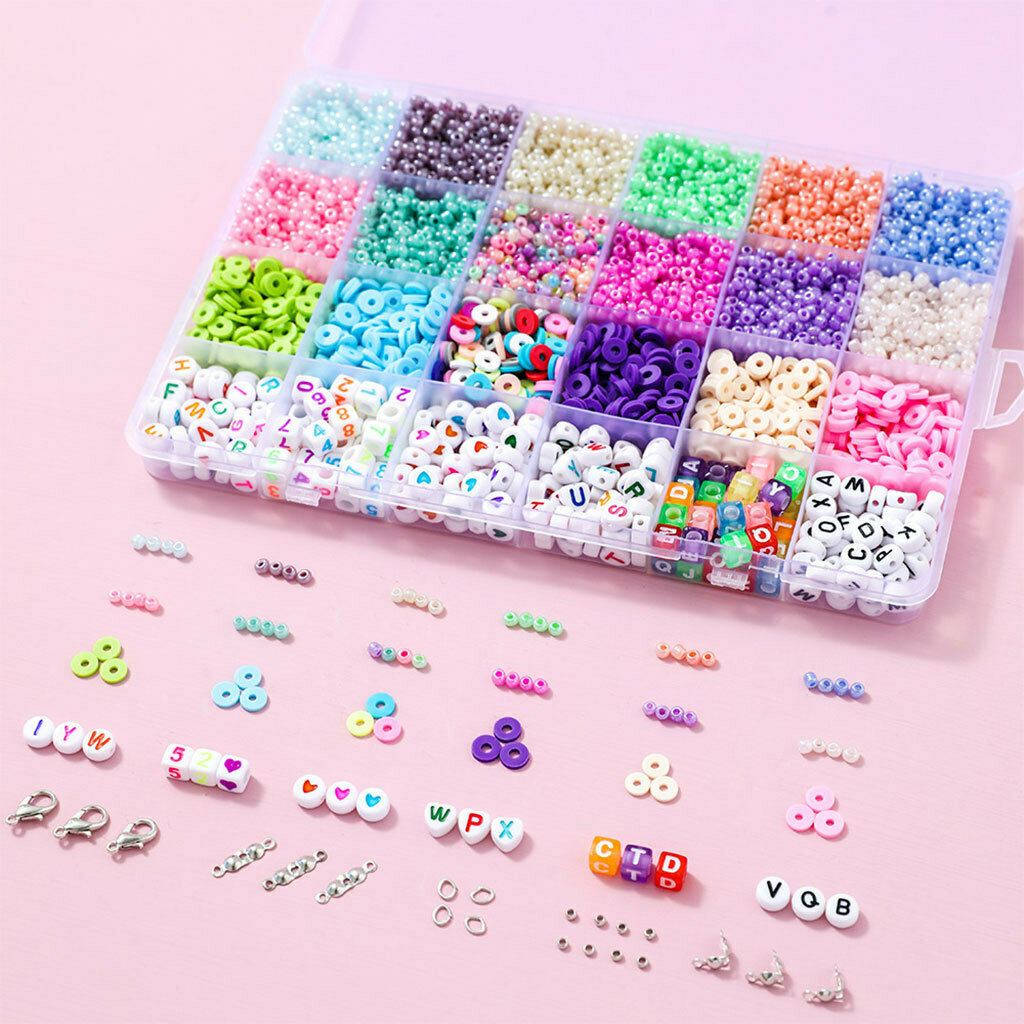 Beads Set Loose Flat Small Crafting Beads Kit Alphabet Cube Beads for Adults