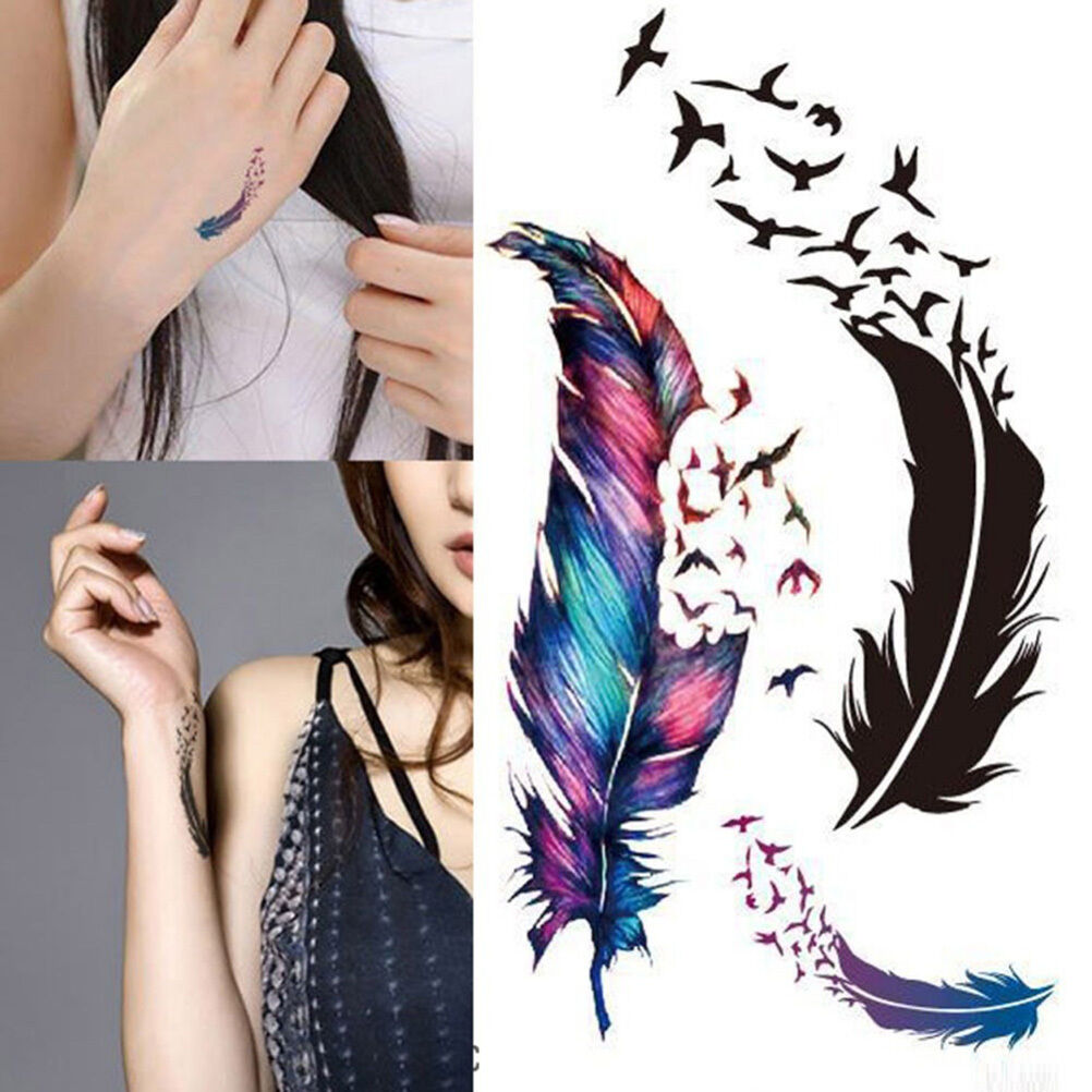 Cool Waterproof Tattoo Small Fresh Wild Goose Feather Pattern Tattoo Stick.l8