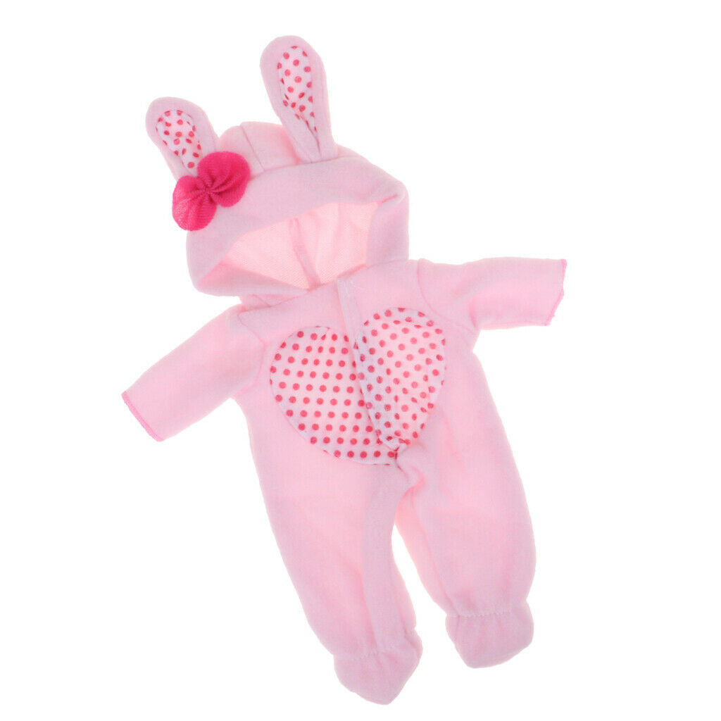 Adorable Heart Pink Rabbit Ear Jumpsuit Hat DIY 9-11inch Reborn Clothes