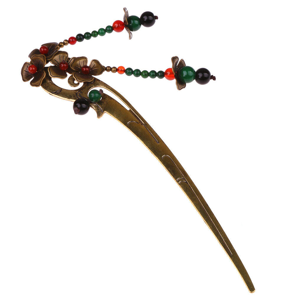 Brass Flower Design Hair Stick Long Hair Jewelry Elegant Wedding Hairpn
