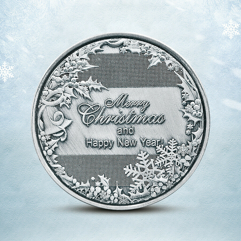 1x New Year's Santa Claus Coin 40mm Gifts Collectable Badge Gray