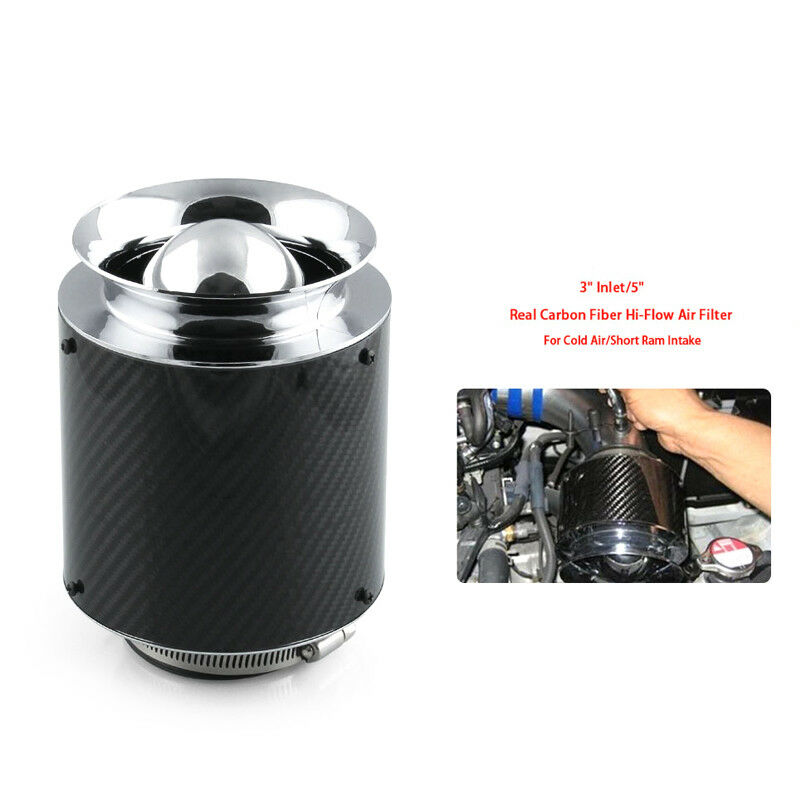 3" Inlet /5" Carbon Fiber Hi-Flow Air Filter For Cold Air/Short Ram Intake Solid