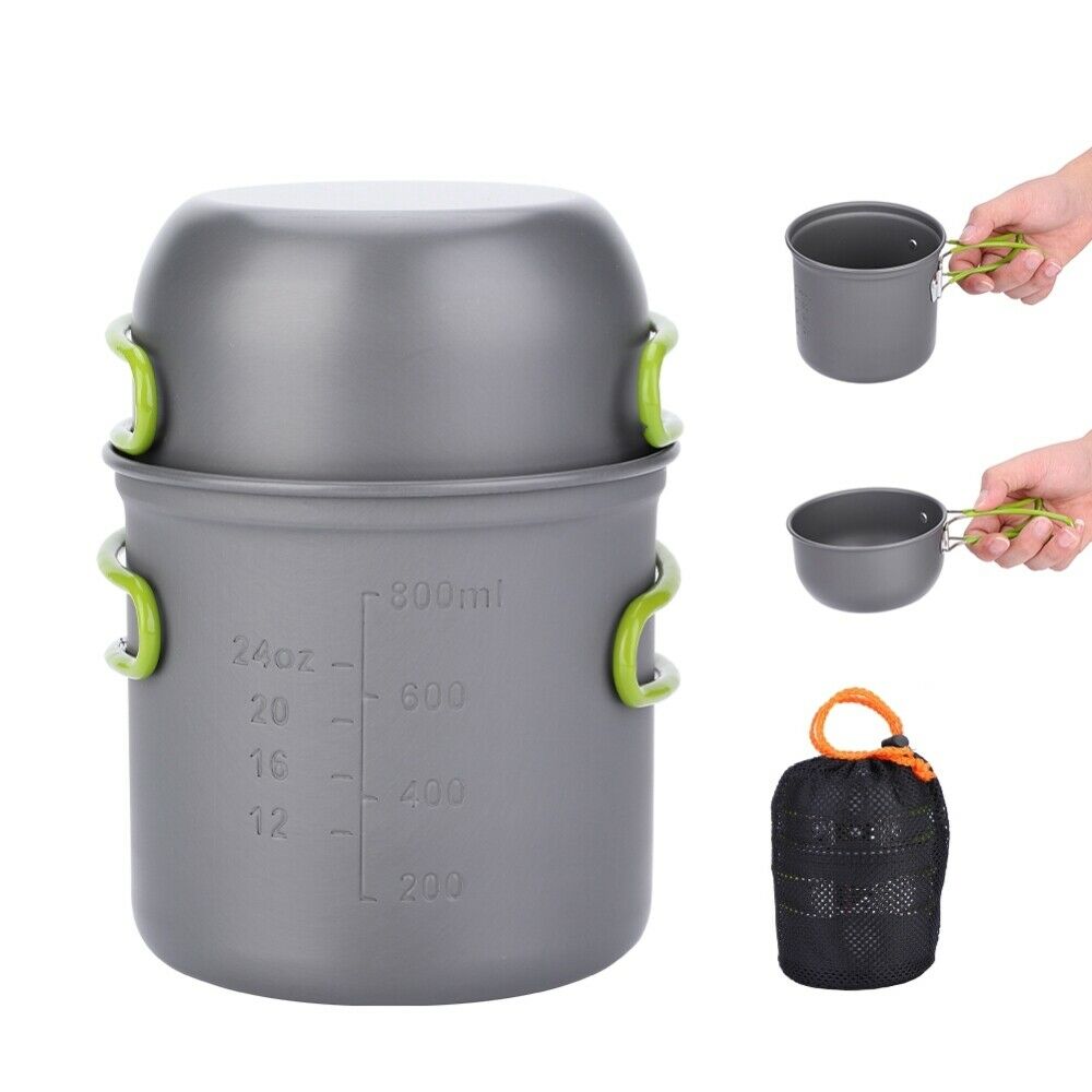 11Pcs Outdoor Camping Hiking Cookware Cooking Picnic Pot Pan Set For 1-2 Person