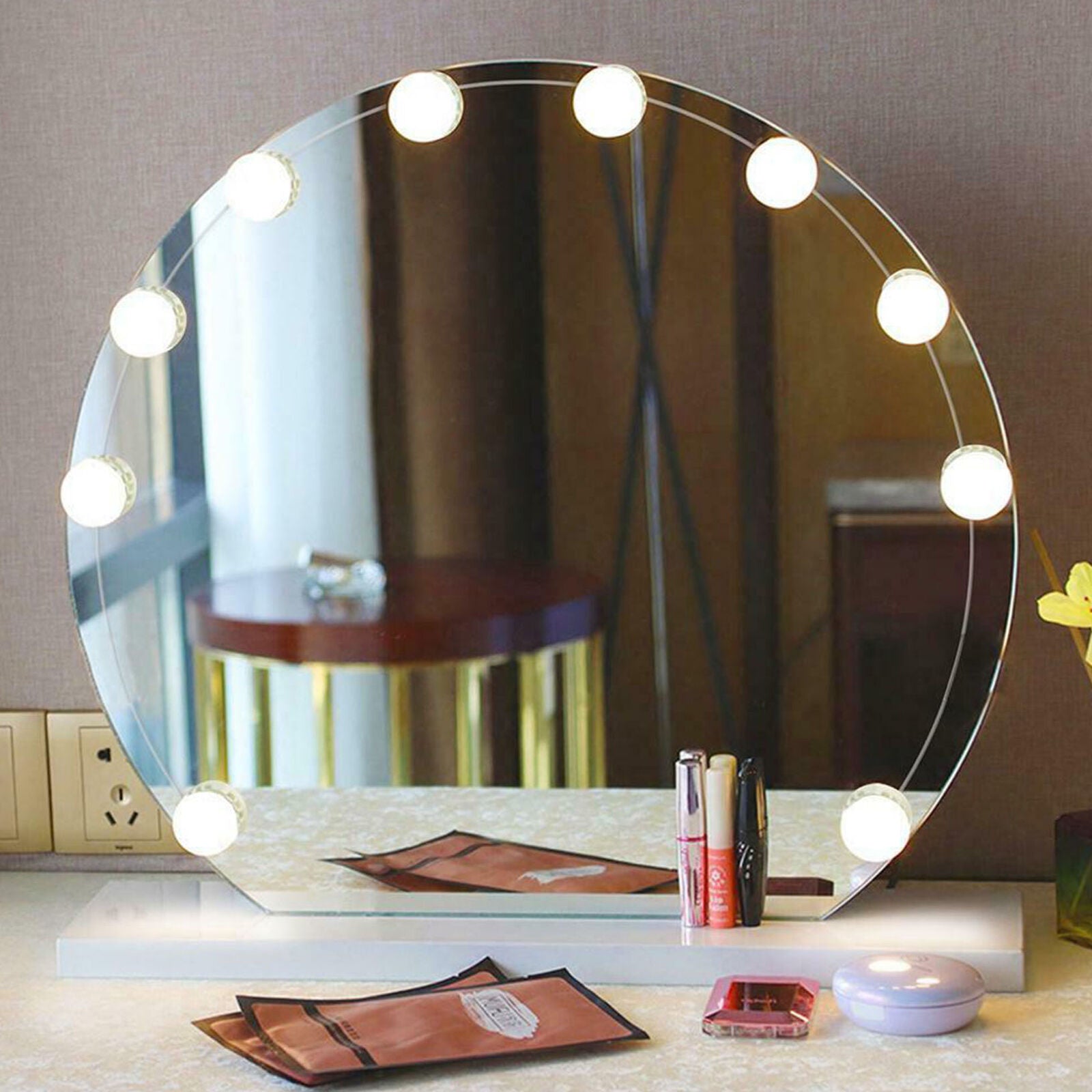 10pcs LED Makeup Mirror Light Bulb Kit Dimmable Hollywood Vanity Lights #K
