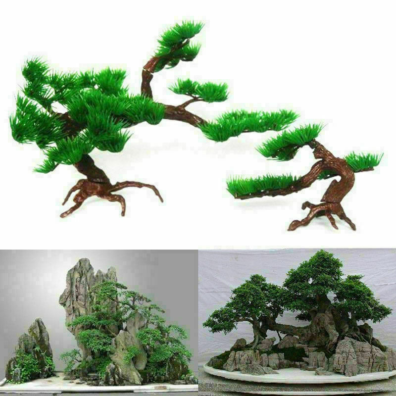 Artificial Plastic Bonsai Pine Tree Fish Tank Decors Aquarium Home Accessory *1