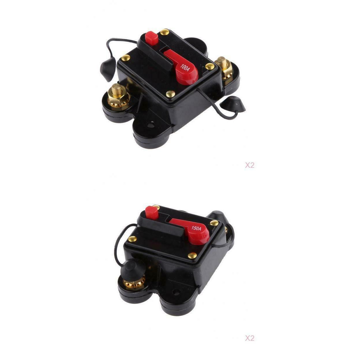 2x Manual Reset Circuit Breaker 12-24V Stereo Tester Fuse Holder 100A+150A