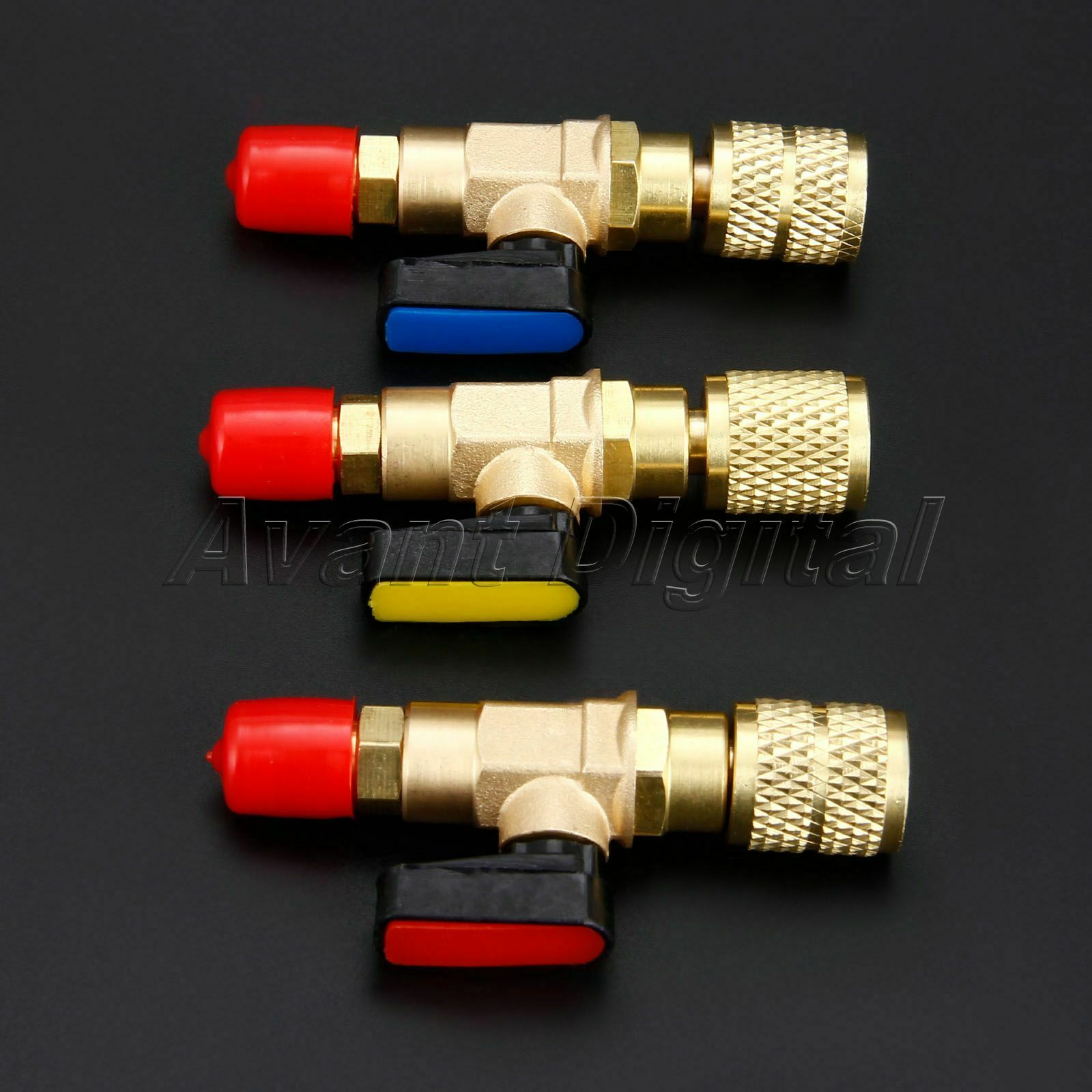 3Pcs HVAC A/C Straight SHUT-OFF Ball Valve Adapter 1/4" 5/16" SAE R22 R12 R410a