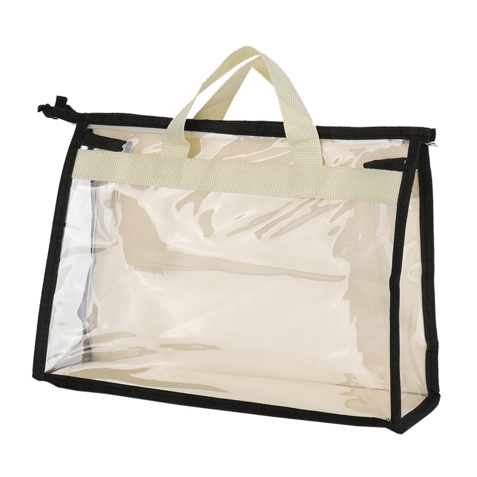 Handbag Organizer for Wardrobe Closet Transparent Storage Container Beige S