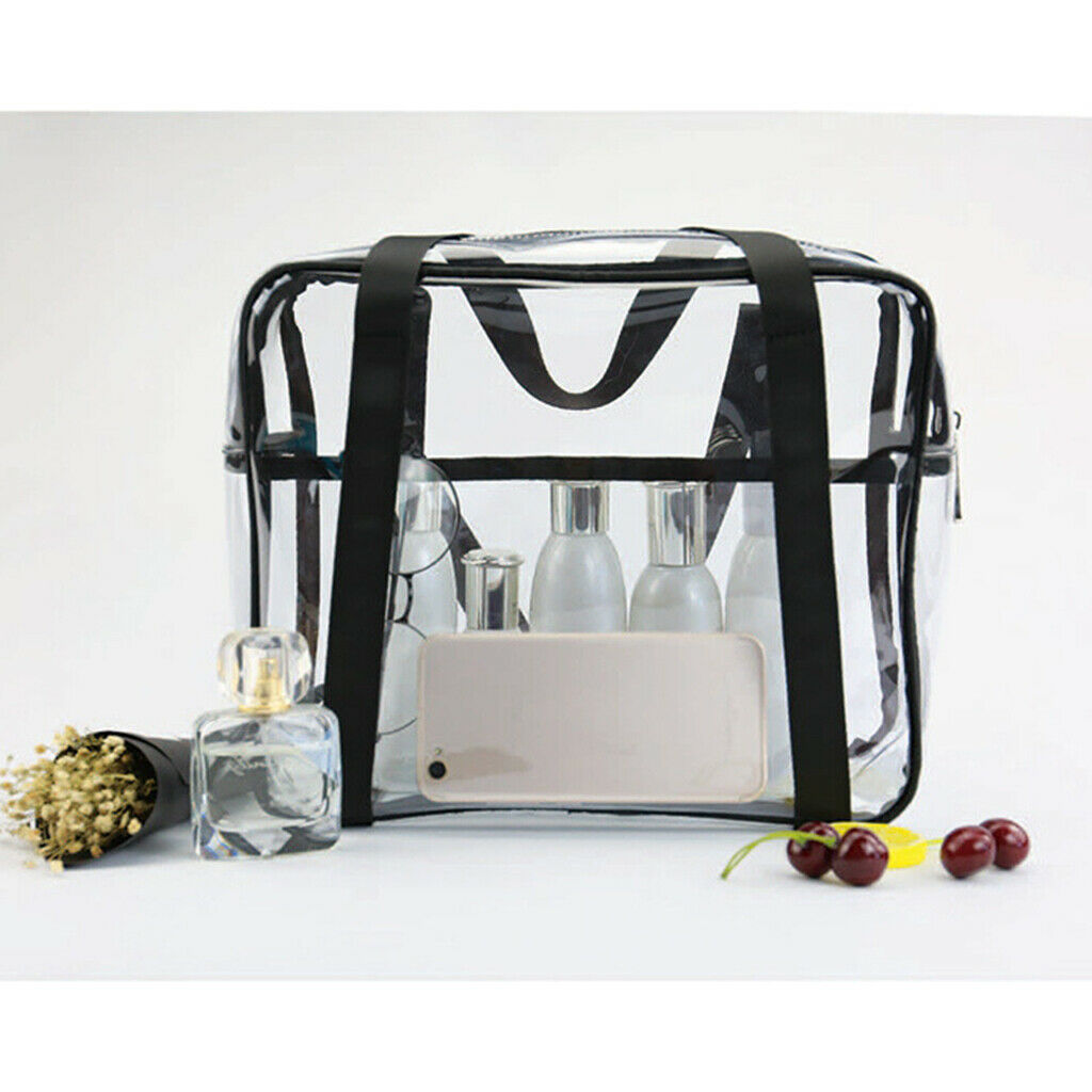 Unsiex Waterproof PVC Clear Transparent Tote Bag Beach Makeup Bathing Wash Bag