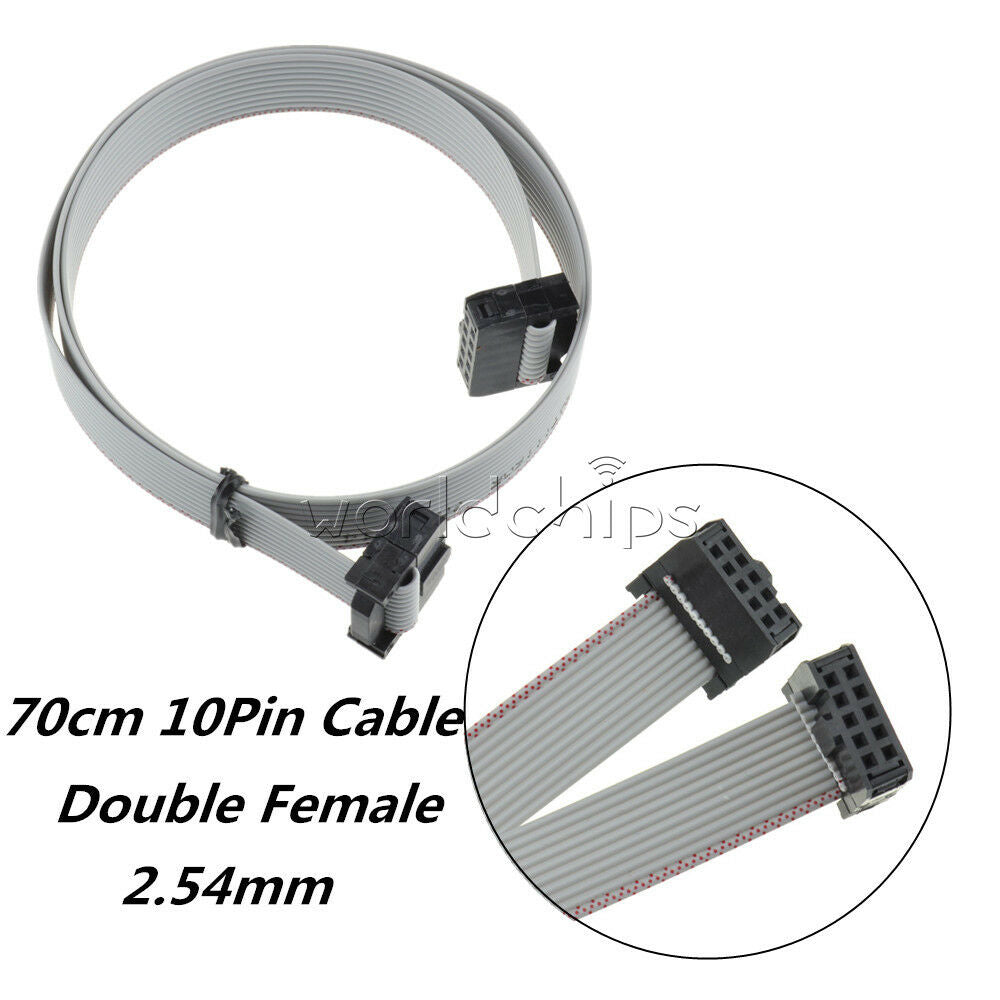 70CM 10Pin Female Cable USBISP USBASP JTAG AVR Download Wire Ribbon 2.54mm 2.3ft