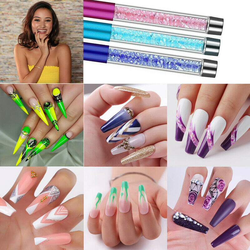 3Pcs Nail Art Liner Brush Pen Drawing Handle Salon Nylon Hair Brushes Tool