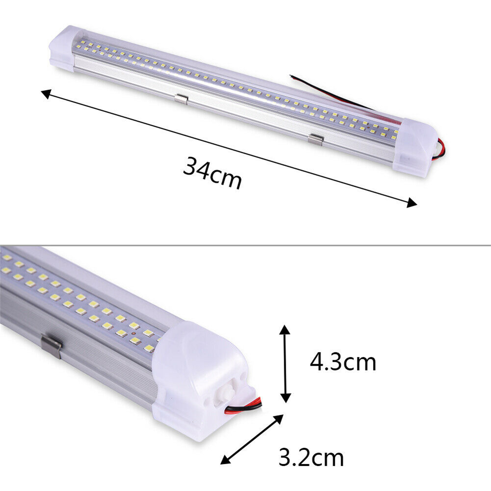 12V 72LED ON/OFF Switch Interior Light Strip Bar Fit Car Caravan Van Bus US
