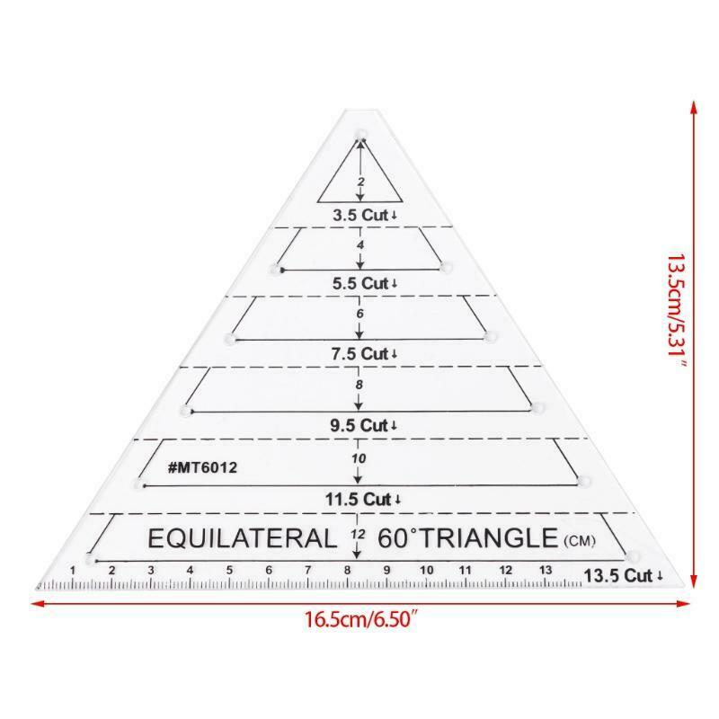 60 Degree Equilateral Triangle Quilting Ruler Template DIY Sewing Craft Tool