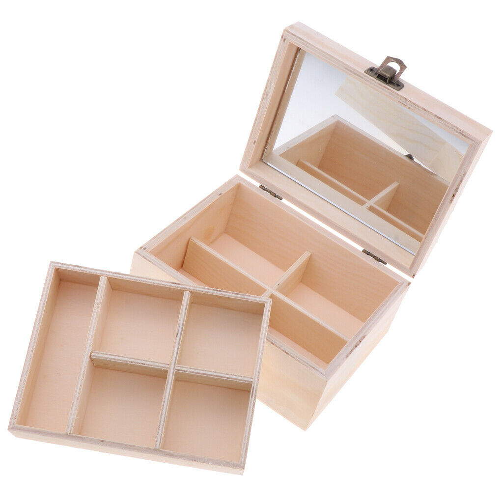 Wood Box Jewelry Case Wedding Gift Makeup Cosmetic Earrings Rings Rangement