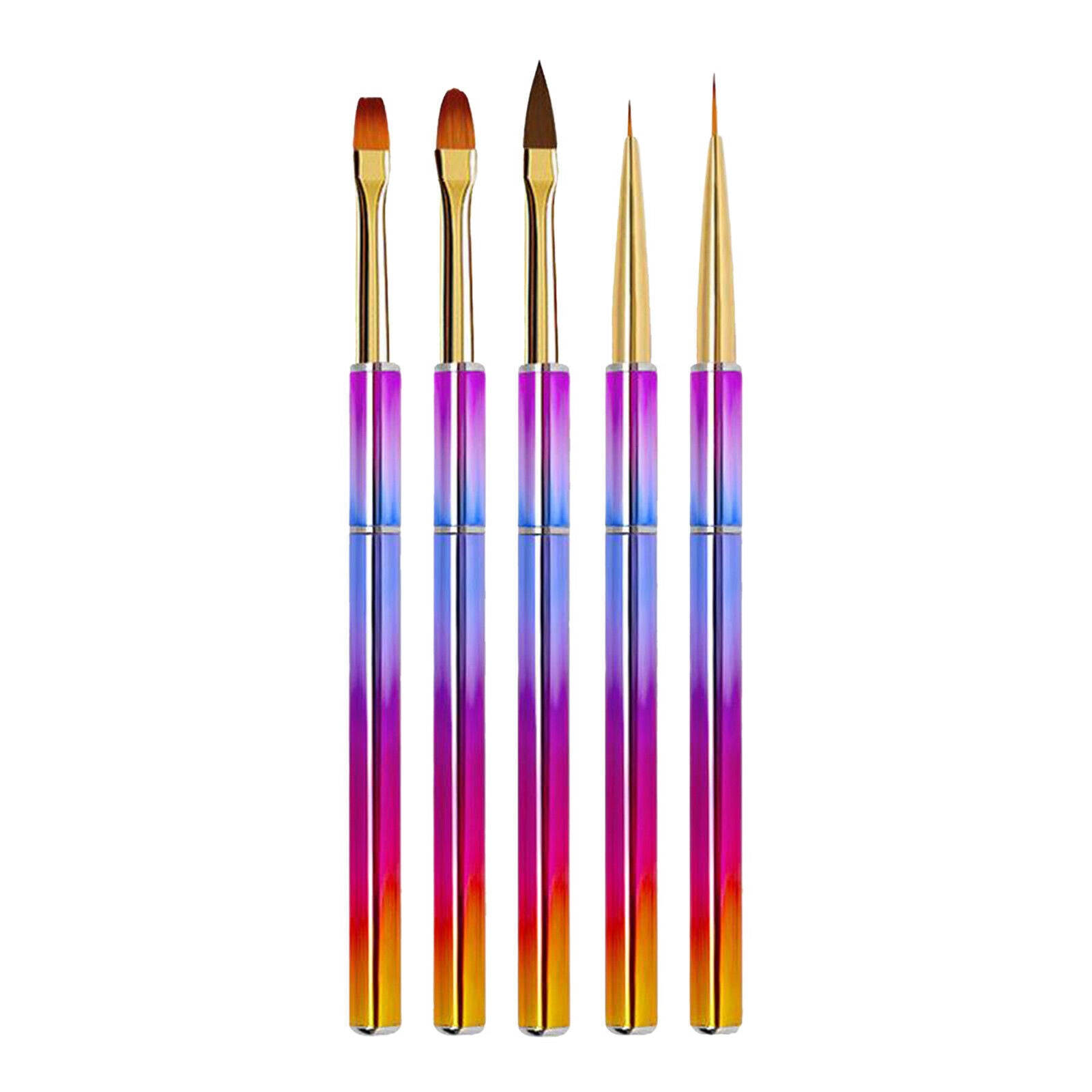 5x Nail Art Brushes Set Design Pen Drawing Painting Tools for Salon Home