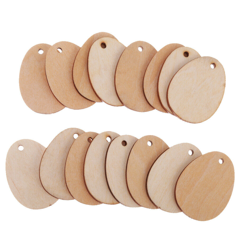 100x Natural Egg Rectangle Shape Wood Gift Tags Blank Wooden Hanging Label
