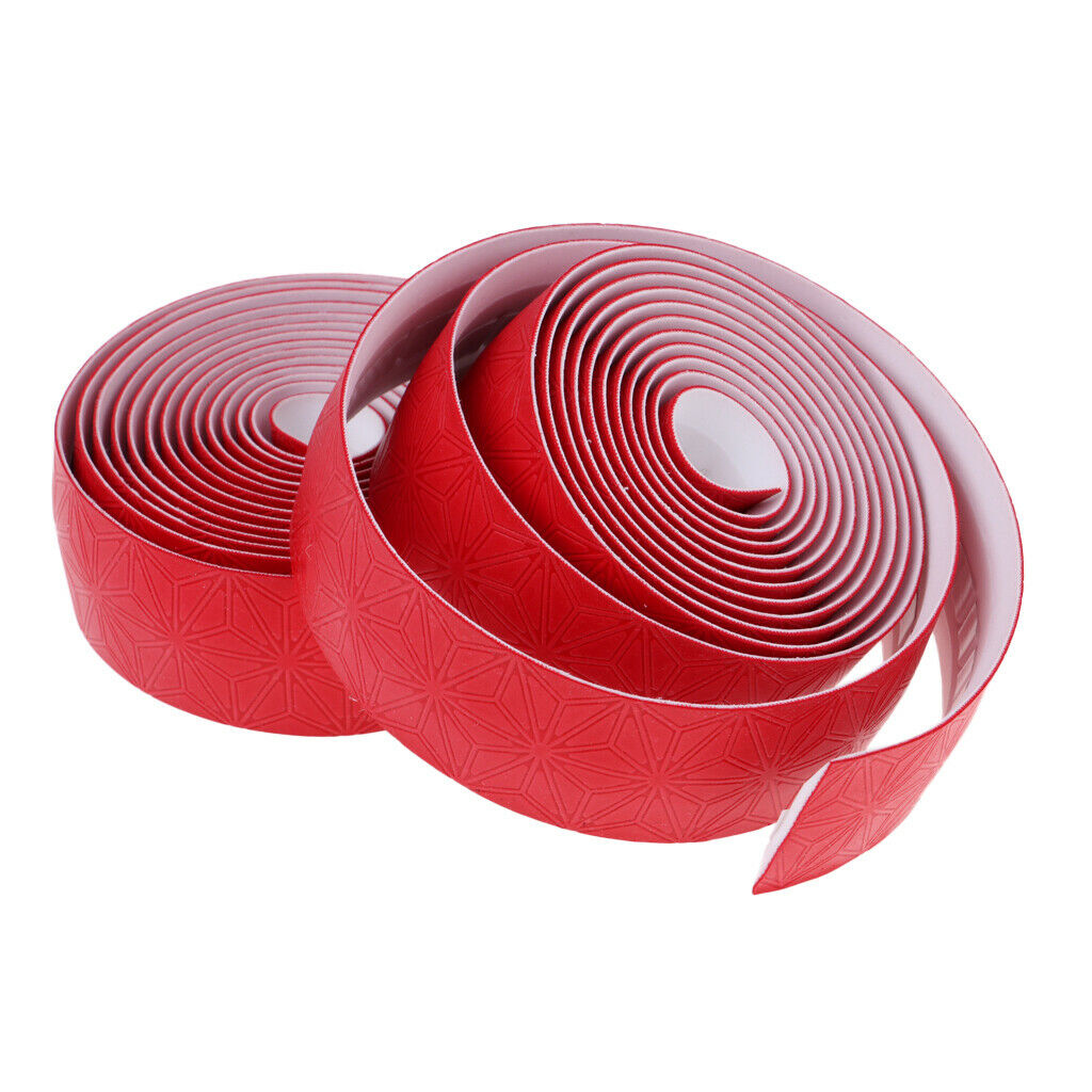 2Pcs Bike Bicycle Handlebar Tape Cycling Handle Wraps with Bar Plugs Red