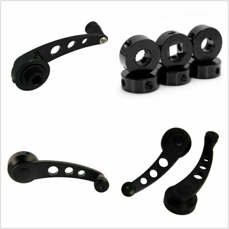 Car Auto Window Winder Kit Crank Door Glass Handle Aluminium Black 2Pc Universal