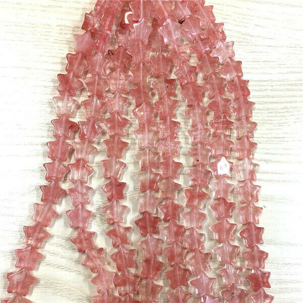 1 Strand/20Pcs 13x5mm Red Cherry Quartz Pentagram Star Spacer Loose Beads HH641