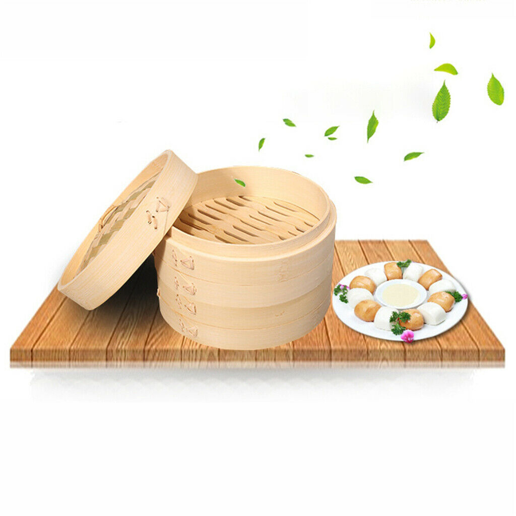 3pcs Bamboo Steamer Restaurant Kitchen Steaming